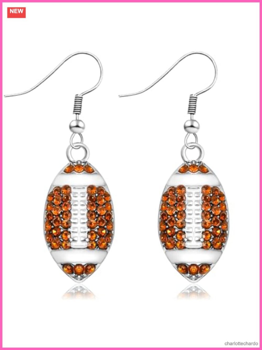 Football Dangle Earrings Rhinestone Alloy Game Day Spirit Week